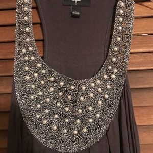 AQUA beaded bib dress