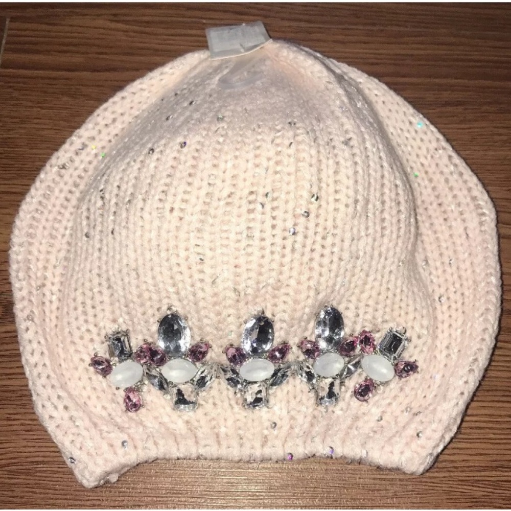 NWT Girls Pink Jeweled Sequin Toboggan