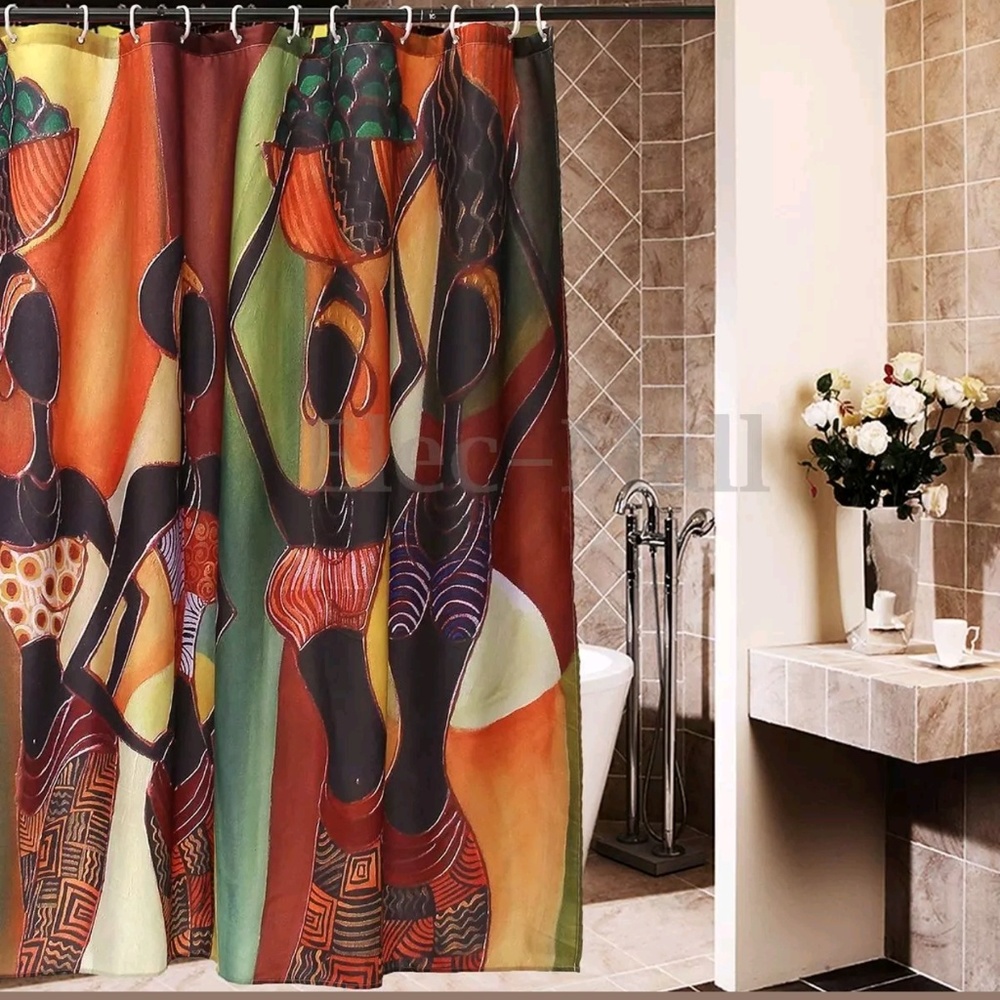 Brand new shower curtain with matching mat