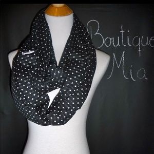 Infinity Scarf Black/white Polka Dot Jersey Knit