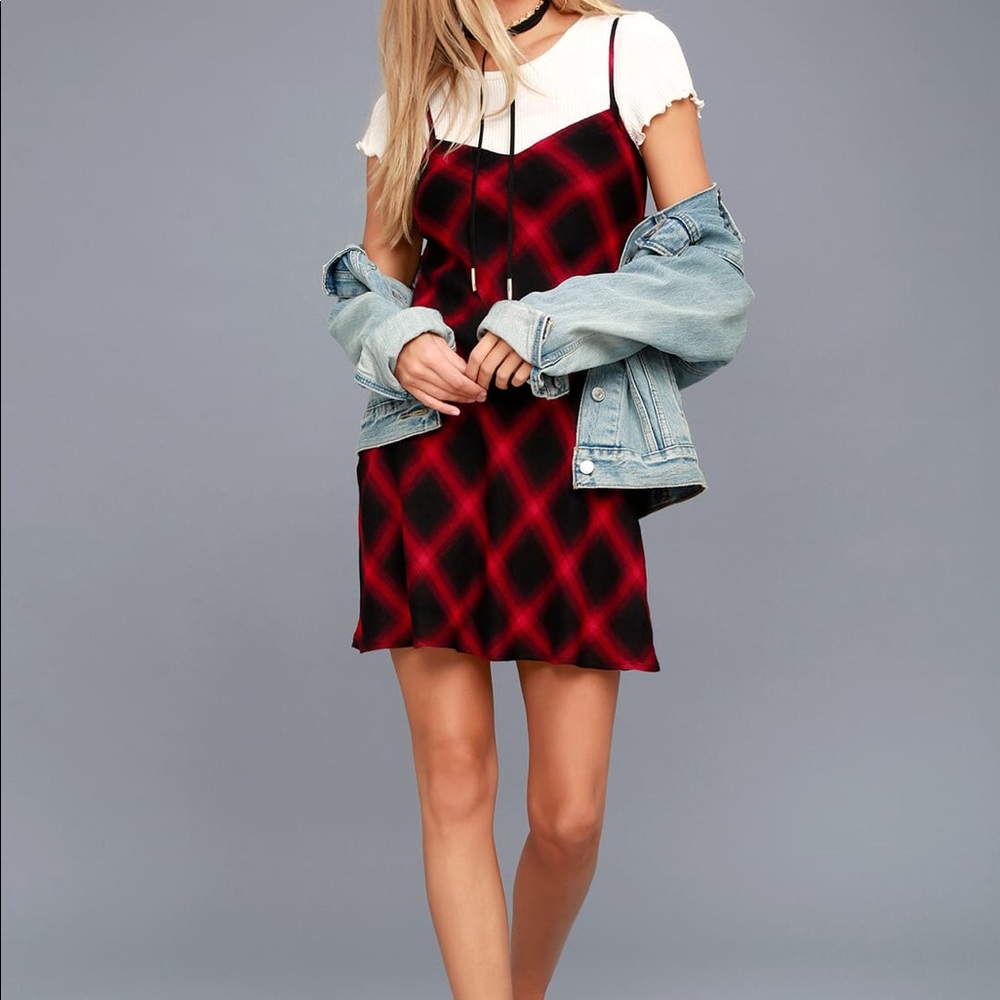 NWT Red Plaid Tank Dress