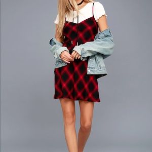 NWT Red Plaid Tank Dress