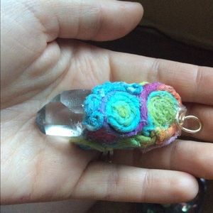 Rainbow Wrapped Quartz Pendant