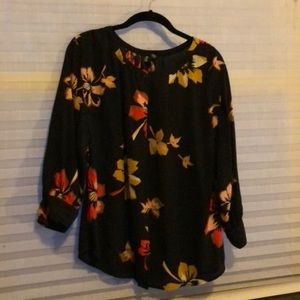Black Abstract Floral Blouse