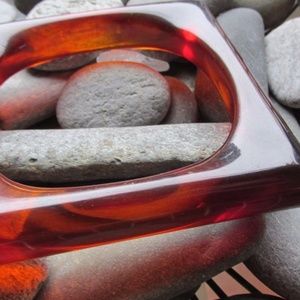 VTG Lucite Mod Bracelet Chunky Rare Shape Bangle