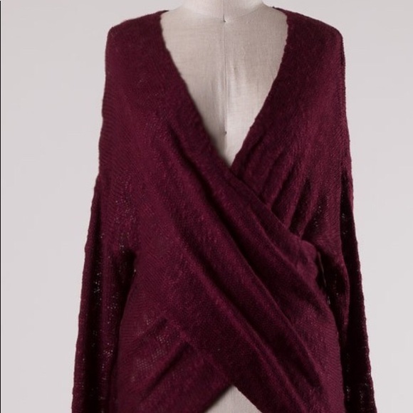 Crisscross Burgundy Sweater - Picture 6 of 8