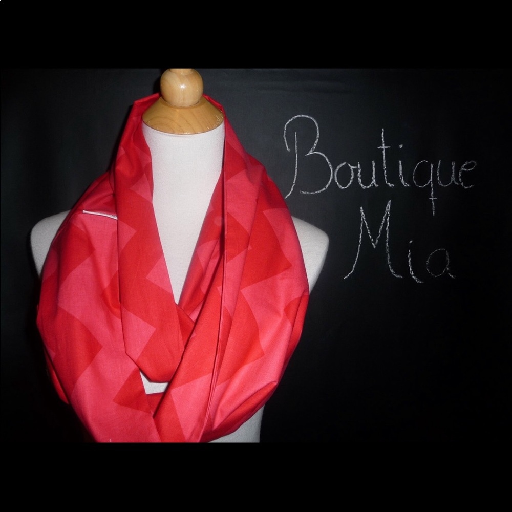 Infinity Scarf Red on Red Chevron By Riley Blake