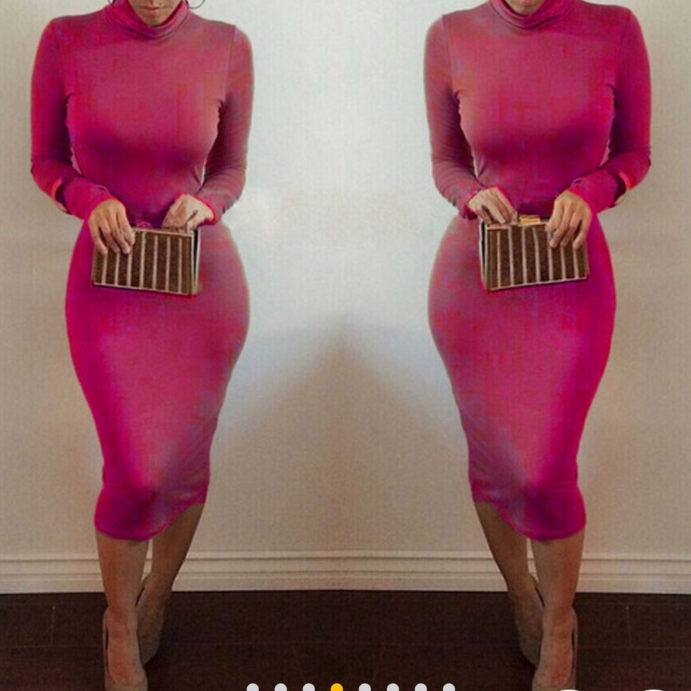 Turtle neck Pink Dress