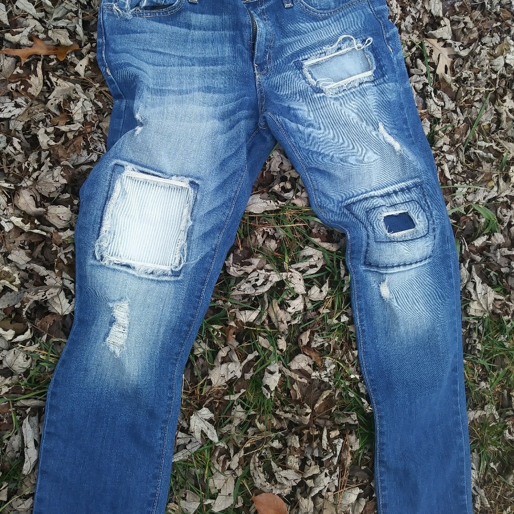 Patched Faded Skinny Jeans