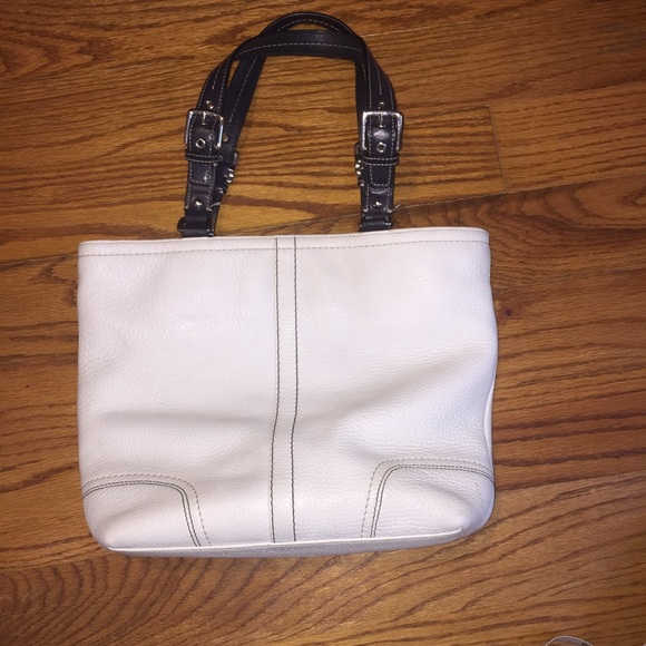 White leather Coach handbag