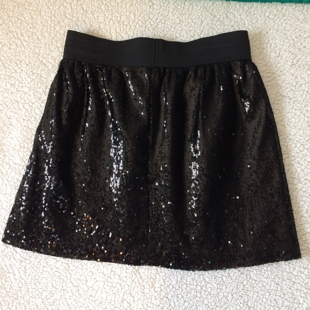 Minor interior defect Aqua black sequin skirt szSM - Picture 3 of 6