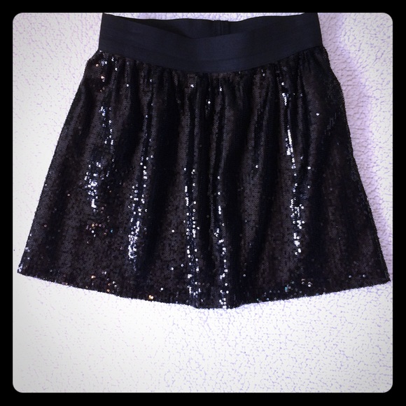 Minor interior defect Aqua black sequin skirt szSM - Picture 1 of 6
