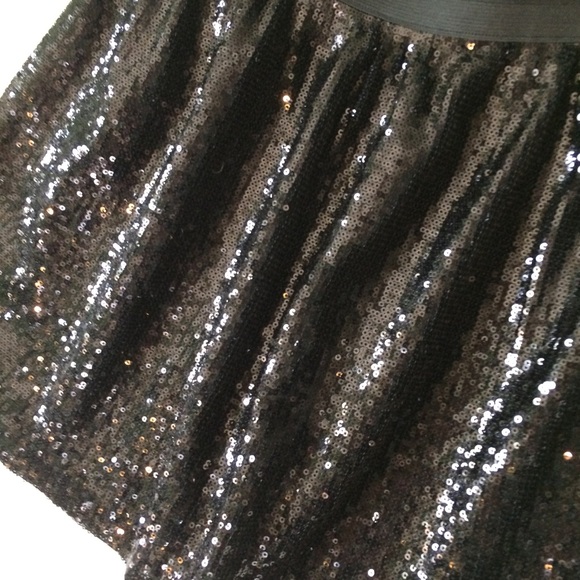 Minor interior defect Aqua black sequin skirt szSM - Picture 2 of 6