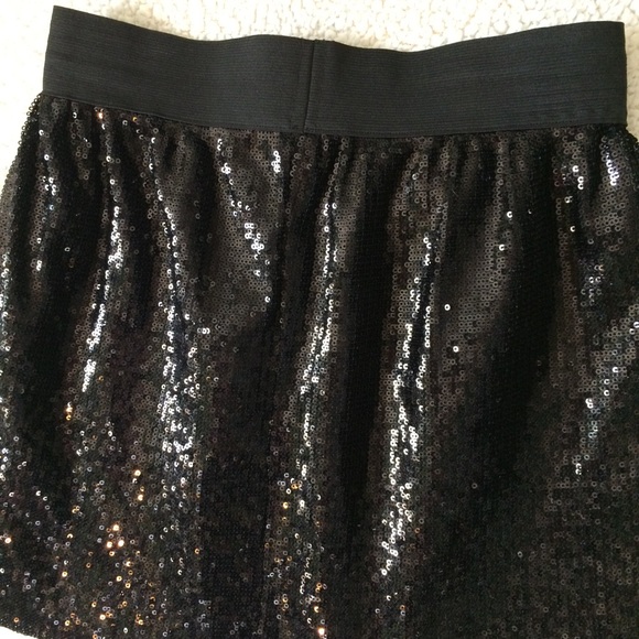 Minor interior defect Aqua black sequin skirt szSM - Picture 4 of 6