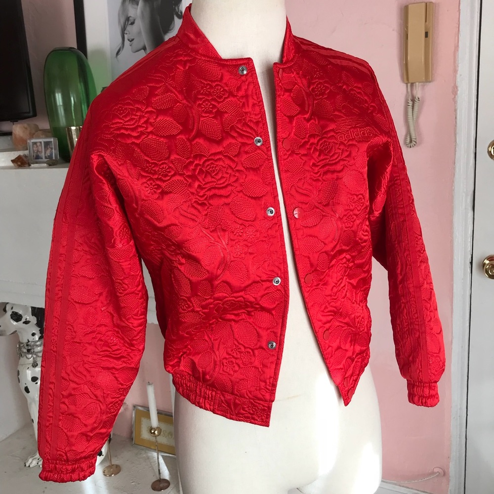 ADIDAS JACQUARD FLORAL BOMBER JACKET - NEVER WORN
