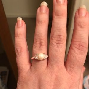Sterling Silver Faux pearl ring