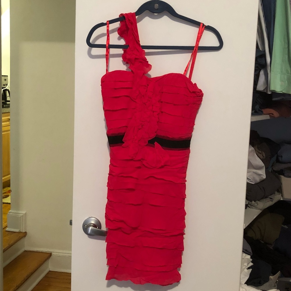 Bright pink one shoulder dress