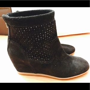 Dolce vita suede perforated hidden wedge bootie
