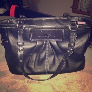 Coach black leather tote