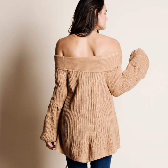 Off Shoulder Oversized Sleeve Sweater - Picture 4 of 4