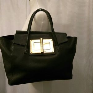 Tom Ford Natalia Soft Leather Turn-lock Tote Black