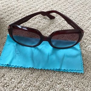 Emilio Pucci Red Sunglasses Geometric Arms