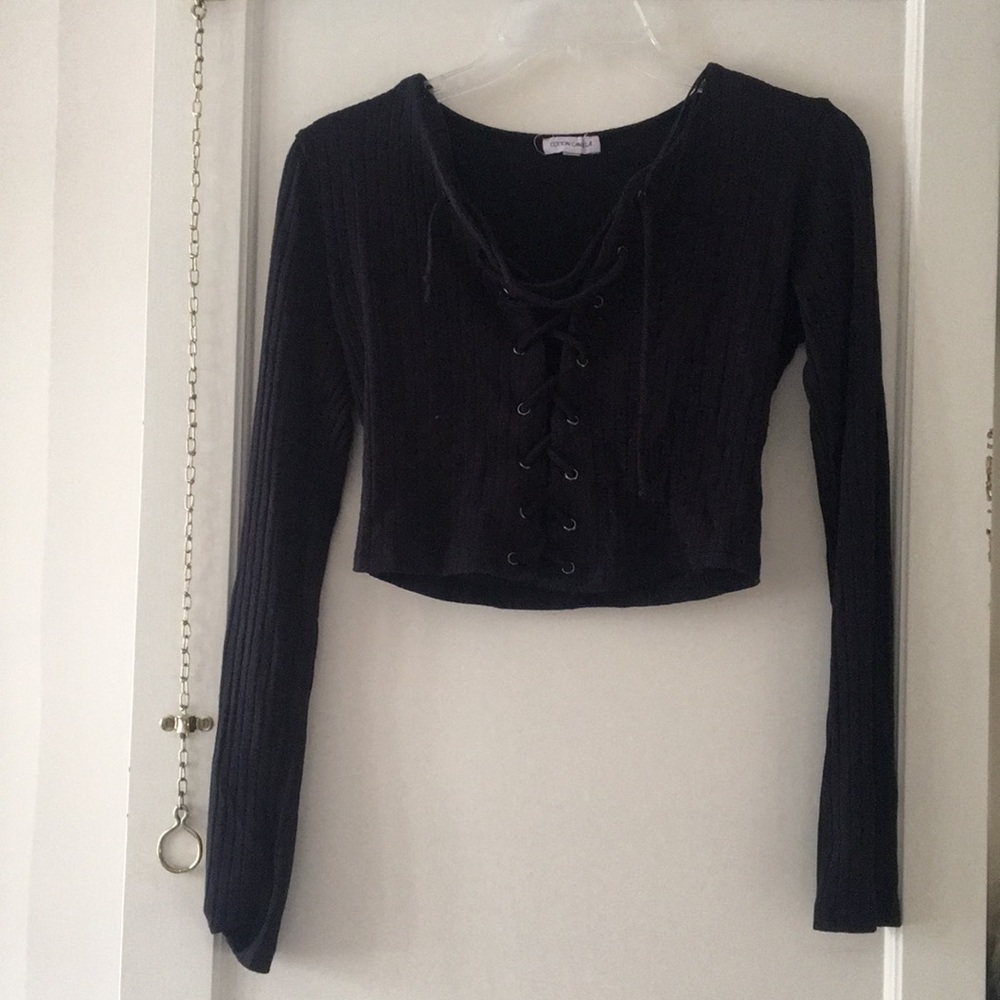 Black lace-up shirt