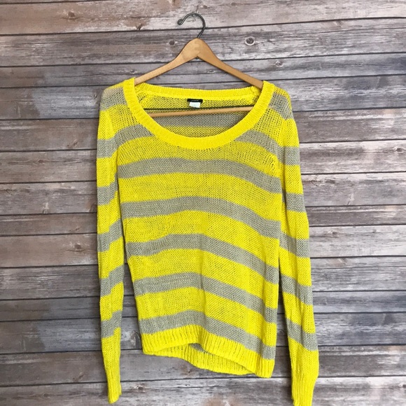 J. Crew Sweaters - J.Crew tan yellow stripped 100% linen sweater
