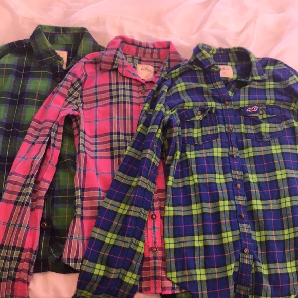 Hollister Tops - 3 hollister women’s flannel bottom downs