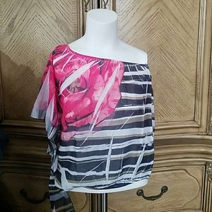 Oatt Shear floral one shoulder Shirt