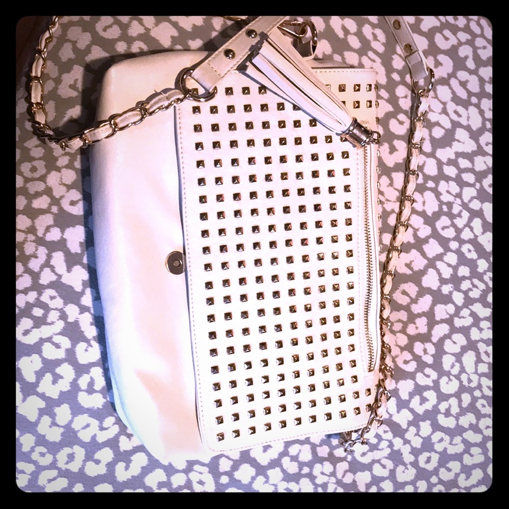 Faux off white leather cross body bag