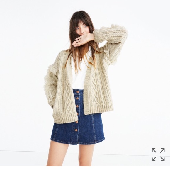 Cable knit fringe cardigan sweater xxs fits xxs-s - Picture 2 of 4