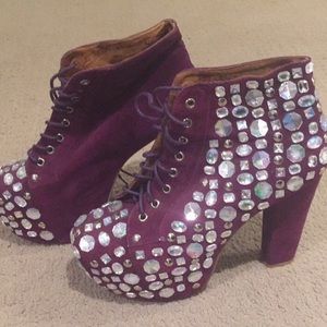 Purple suede rhinestone booties perfect 4 NYE