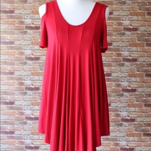 Red Cold Shoulder Tunic