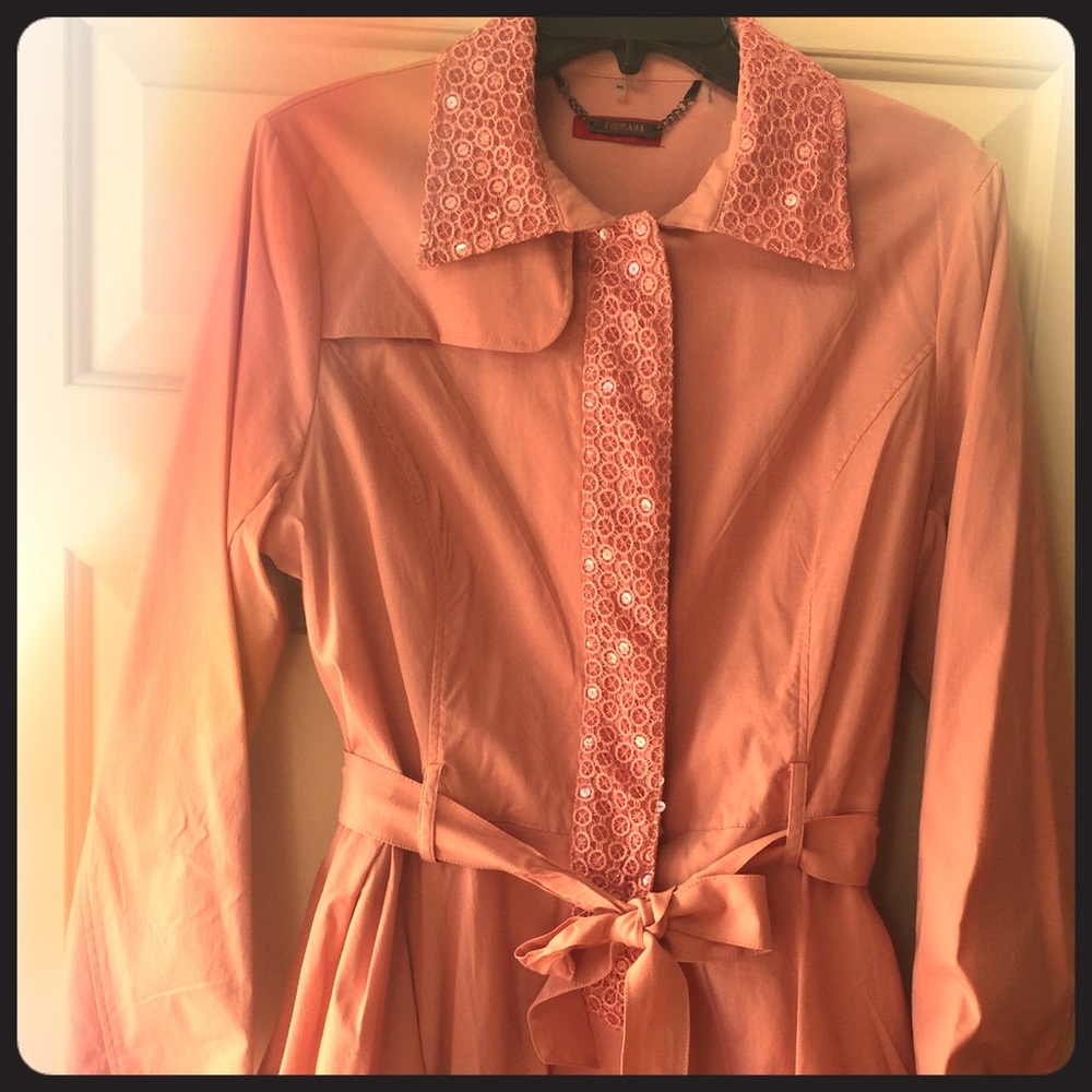 Adorable peach-colored Trench Coat