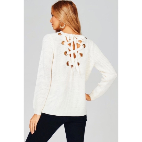 Reversible Chunky Knit Back Lace Up Sweater sold - Picture 3 of 4