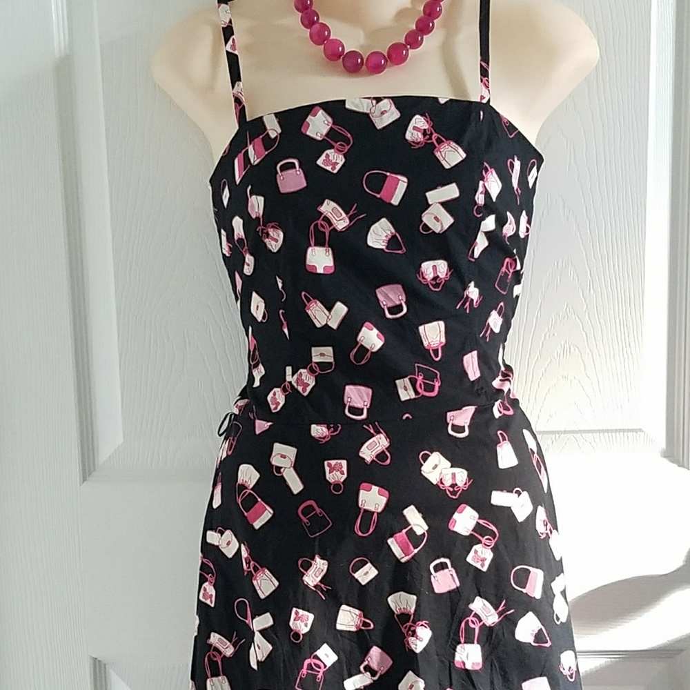 Black and Pink purse fit and flare sundress