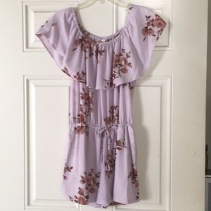 Lilac off the shoulder floral romper