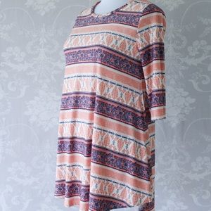 Pink striped plus size tunic