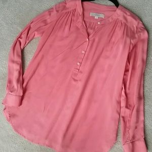 Loft coral Henley blouse, xs/s