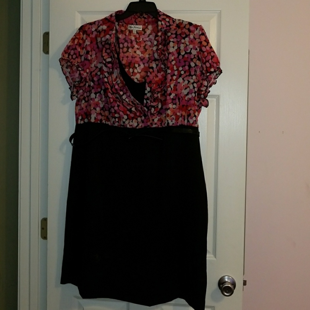 Ruffled pink and black dress