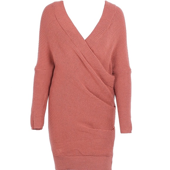 ‘Xael’ Brick Red Cross Over Dress - Picture 3 of 6