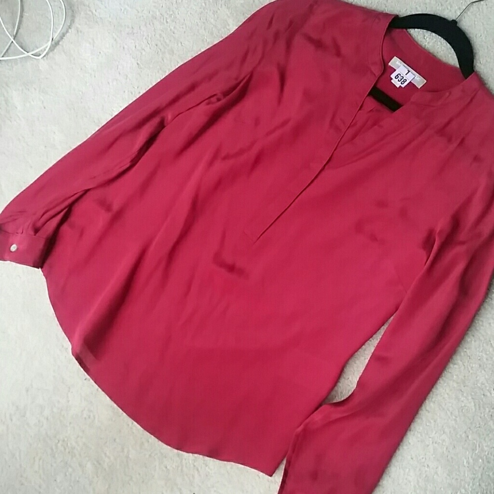 Banana red silk blouse, size s