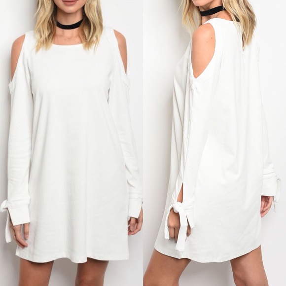 Cold Shoulder Off White Dress - Picture 2 of 2