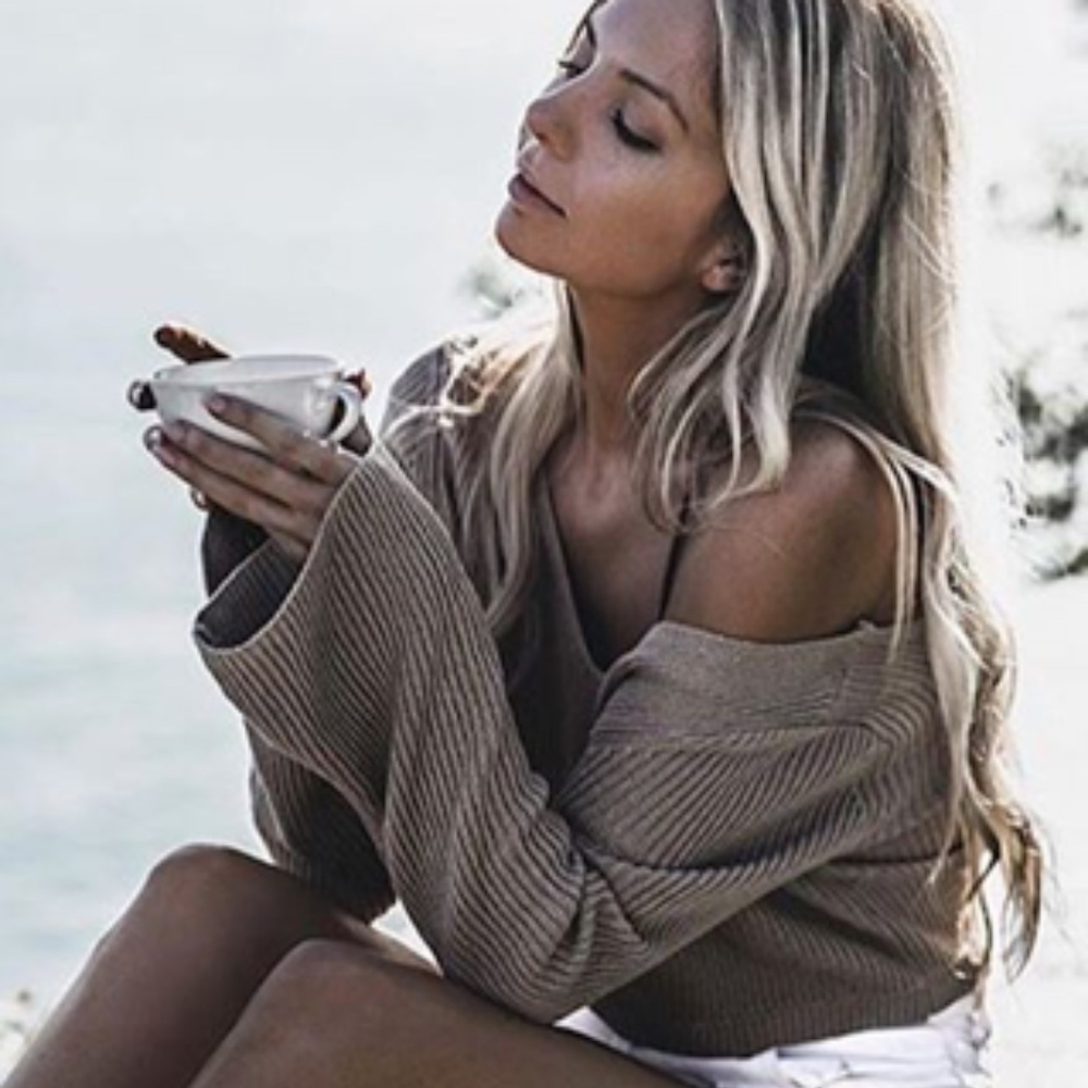 Ego Knitted Crop Sand Knit Sweater - Picture 2 of 5