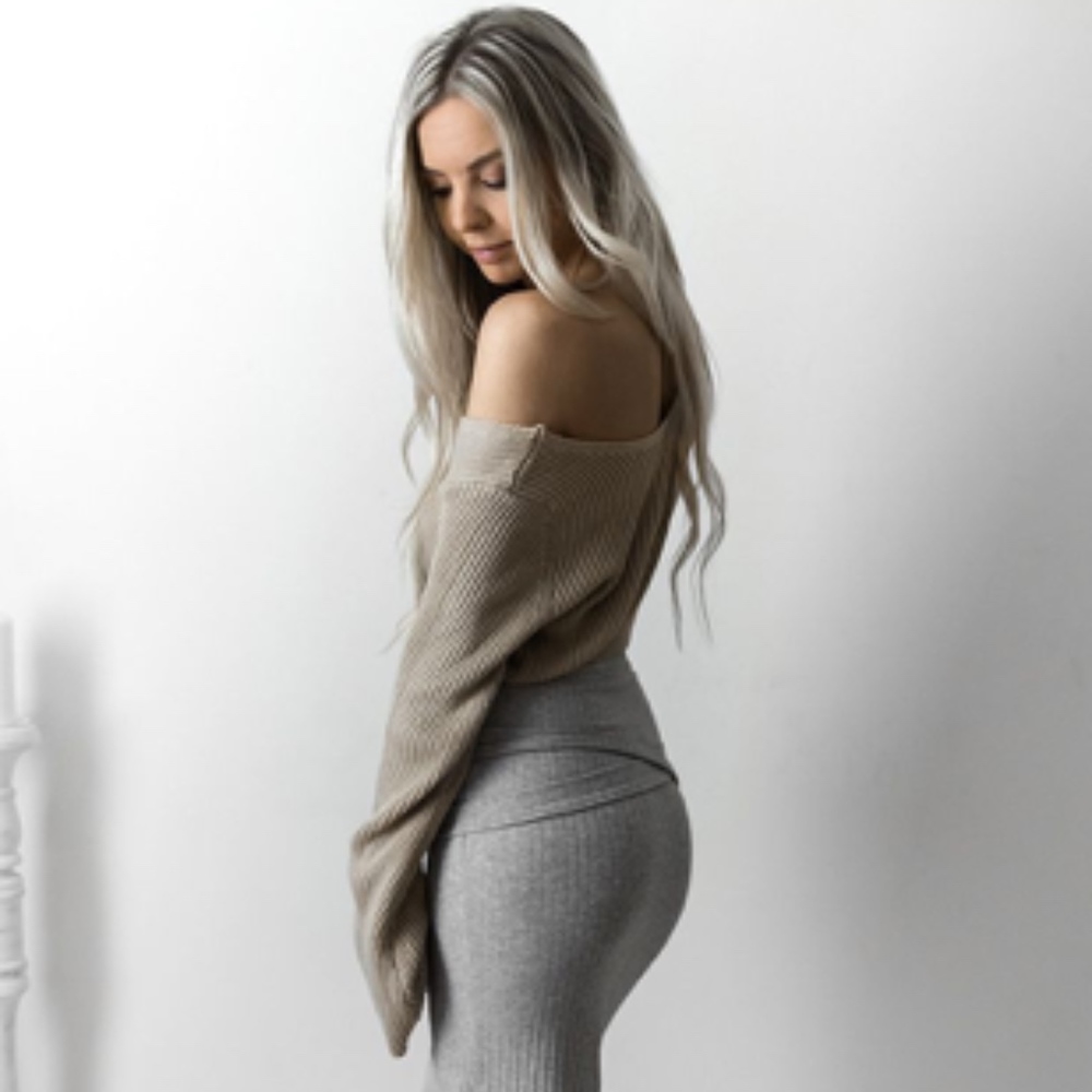Ego Knitted Crop Sand Knit Sweater - Picture 3 of 5