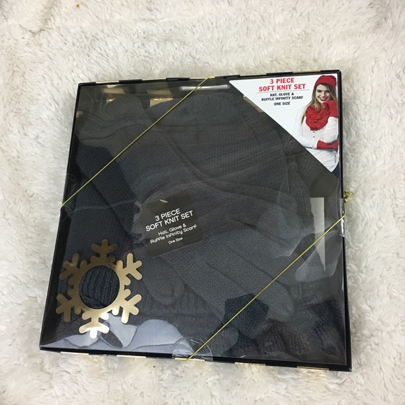 Accessories - 3 Piece Soft Knit Set Hat, Gloves,& Infinity Scarf
