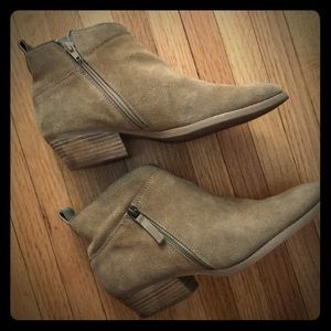 Nine West Light Tan Suede Booties, size 9