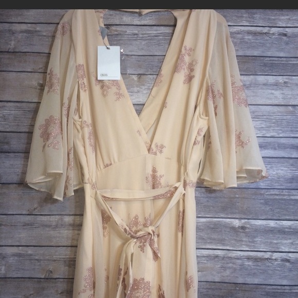 ASOS Dresses & Skirts - NWT ASOS Flutter Sleeve Maxi Lurex Maxi Dress