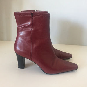 Vegan-leather Red Bootie